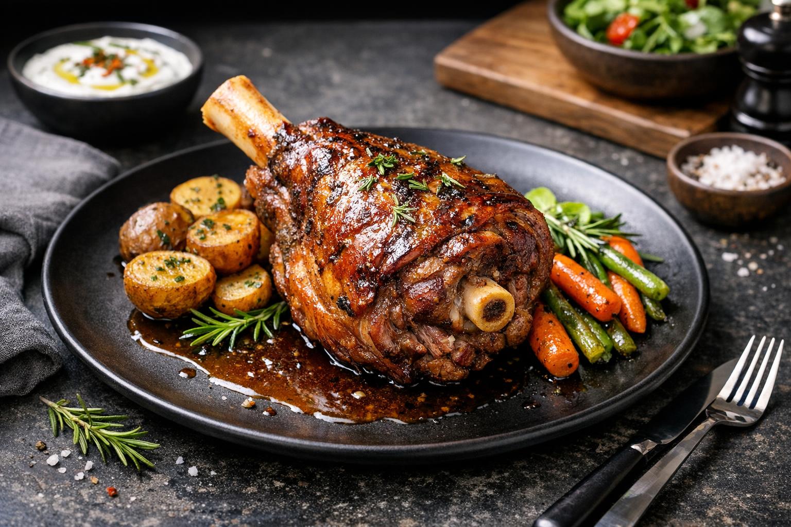 Türkisches Lammkeule aus dem Ofen - saftig und aromatisch