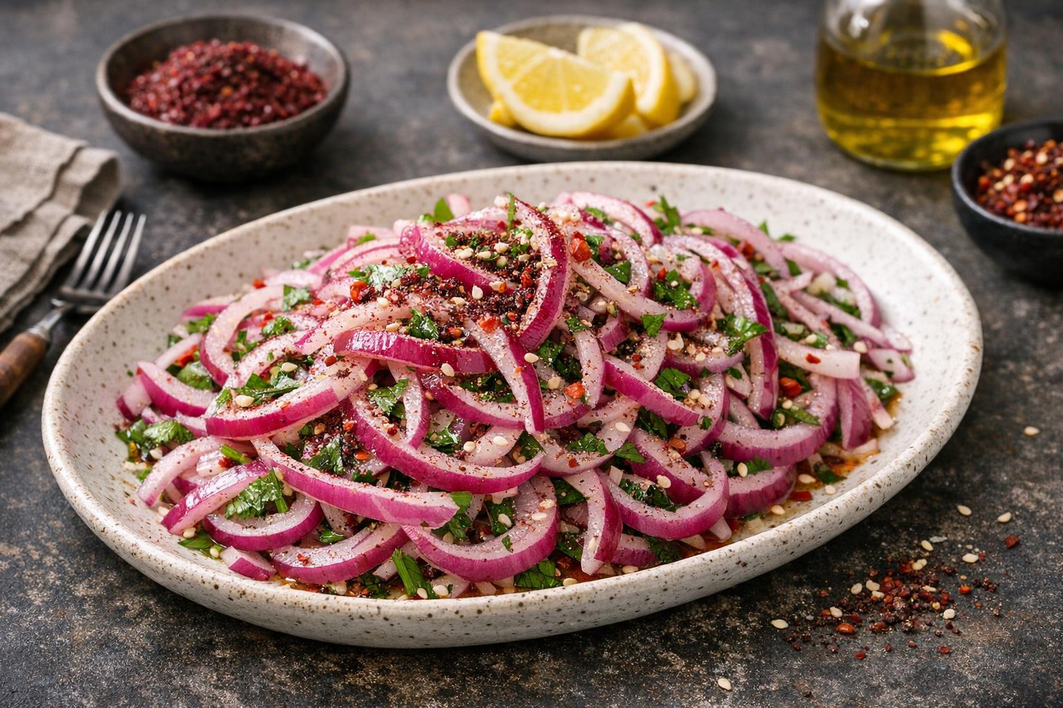 Soğan Salatası - Türkischer Zwiebelsalat mit Sumach