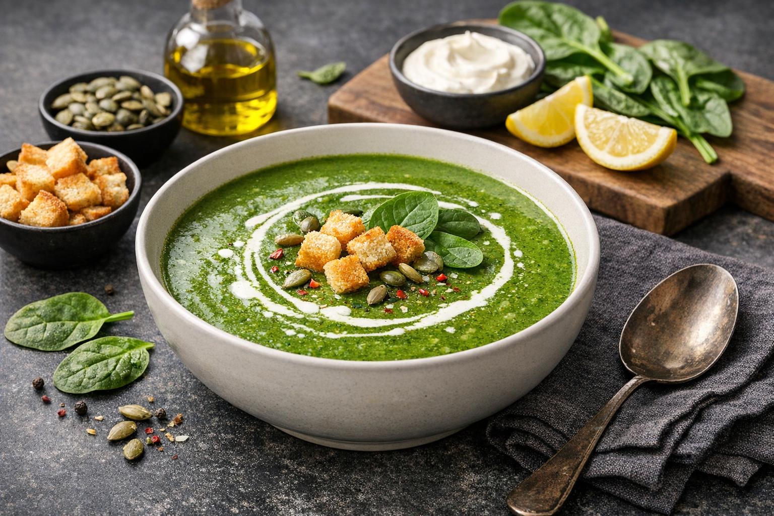 Turkish Spinach Soup with Yogurt