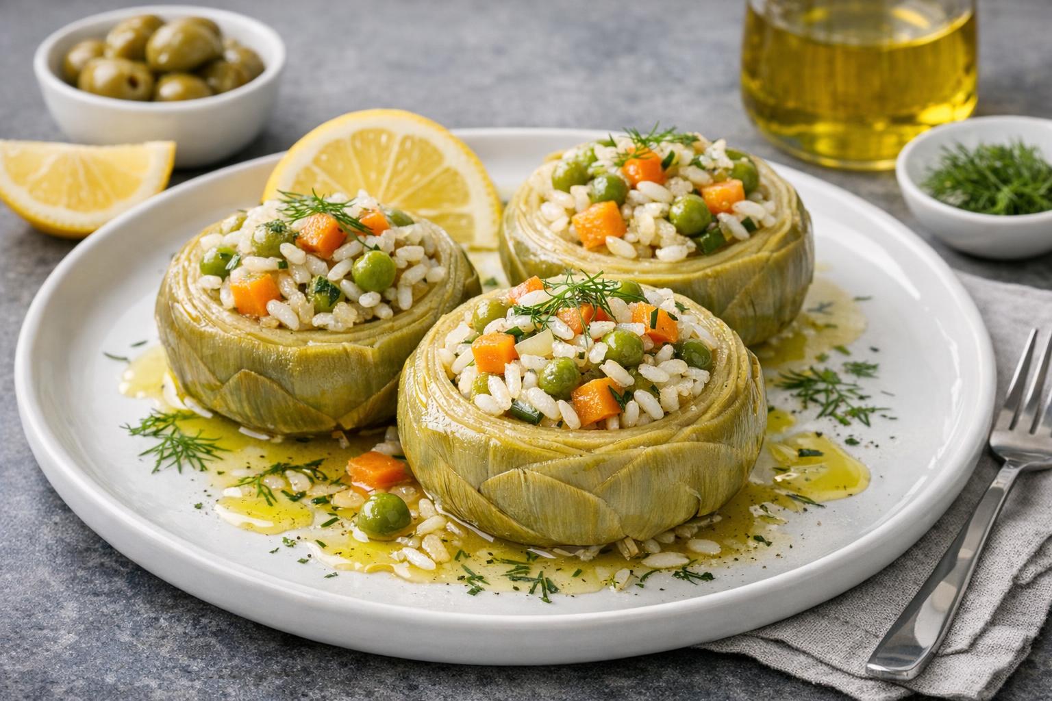 Turkish Stuffed Artichokes with Rice and Herbs