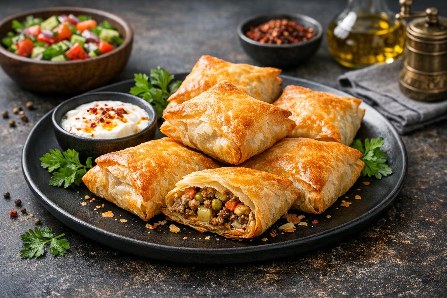 Turkish Talas Börek - Layered Phyllo Pastry with Cheese