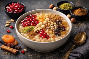 Turkish Noah's Pudding with Mixed Grains and Dried Fruits