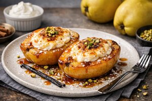 Baked Quince with Cream