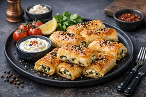 Turkish Börek - Flaky Phyllo Pastry with Cheese and Herbs