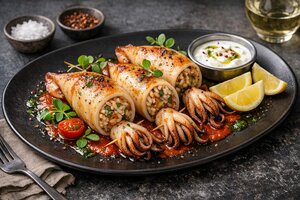 Turkish Stuffed Calamari with Rice and Herbs