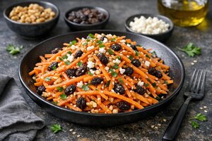 Turkish Carrot Raisin Salad with Yogurt Dressing