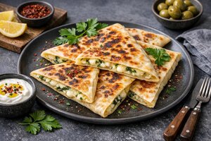 Cheese Gözleme - Turkish Flatbread with Cheese Filling