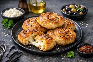 Cheese Stuffed Çörek - Turkish Soft Braided Bread with Savory Filling