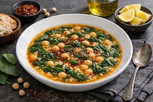 Turkish Chickpea and Spinach Soup