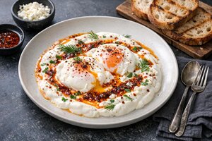 Turkish Poached Eggs in Yogurt with Spiced Butter
