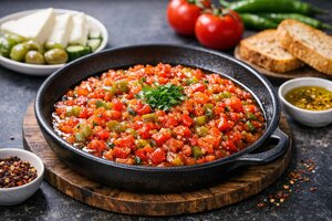 Turkish Breakfast Tomato and Pepper Sauté
