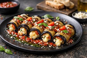 Turkish Eggplant Rolls with Cheese