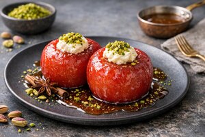 Turkish Baked Apple Dessert with Cinnamon and Walnuts