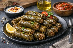 Turkish Stuffed Grape Leaves with Rice and Ground Meat