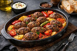 Türkische Ofenfrikadellen mit Kartoffeln und Tomaten