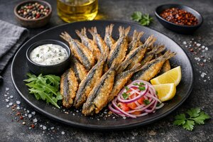 Crispy Fried Anchovies with Lemon and Herbs