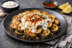 Crispy Fried Zucchini with Garlic Yogurt Sauce