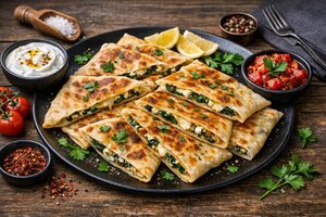 Turkish Stuffed Flatbread with Cheese and Spinach