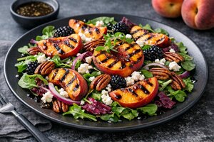 Turkish Grilled Peach Salad with Yogurt and Herbs