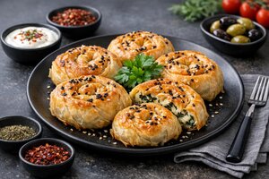 Turkish Rose Börek with Cheese and Herbs
