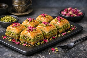 Turkish Rose Baklava with Pistachios and Rose Water