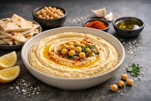 Turkish Hummus with Tahini and Olive Oil