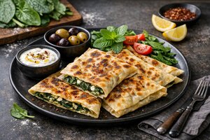 Turkish Spinach Gözleme - Traditional Flatbread with Spinach Filling