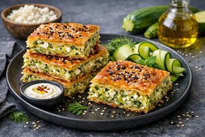 Turkish Zucchini Börek with Feta Cheese