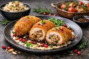 Shredded Phyllo Stuffed Chicken with Turkish Spices