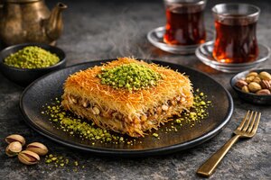 Turkish Shredded Pastry Dessert with Sweet Syrup