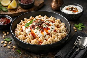 Turkish Kayseri Dumplings with Yogurt and Spiced Butter