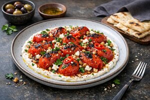 Turkish Roasted Tomato Meze with Herbs and Olive Oil