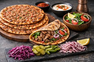Turkish Lahmacun with Extras - Crispy Flatbread Pizza