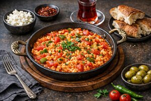 Turkish Menemen - Scrambled Eggs with Tomatoes and Peppers