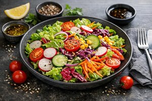 Turkish Seasonal Salad with Fresh Vegetables and Herbs