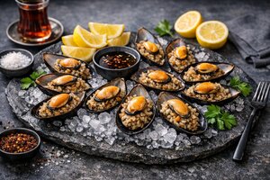 Turkish Stuffed Mussels with Rice and Spices