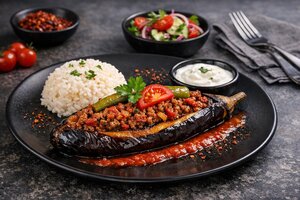 Minced Meat Stuffed Eggplant