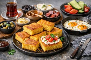 Turkish Corn Bread Breakfast