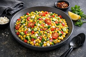 Turkish Corn Salad with Fresh Herbs and Lemon Dressing