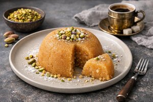 Turkish Cornstarch Halva with Milk and Rose Water