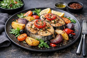Turkish Baked Bonito Fish with Herbs and Vegetables