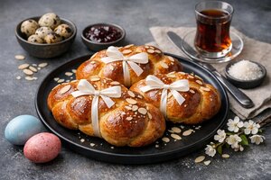 Turkish Easter Sweet Bread with Spices and Eggs