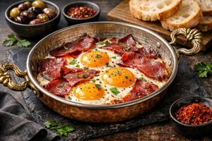 Turkish Pastırma Eggs with Spiced Cured Beef