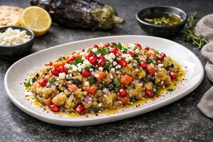 Turkish Roasted Eggplant Salad with Garlic and Lemon