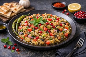 Turkish Roasted Eggplant Salad with Garlic and Herbs