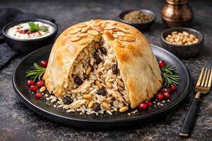 Turkish Wedding Pilaf with Meat and Almonds