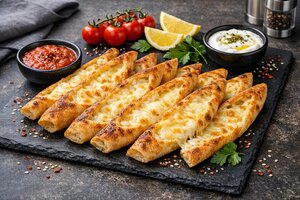 Turkish Cheese Pide Fingers - Crispy Baked Bread Sticks