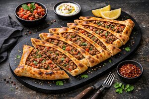 Turkish Pide with Ground Meat and Vegetables