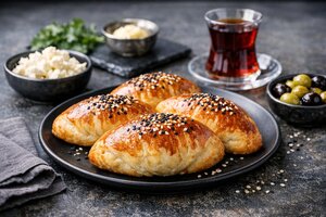 Turkish Soft Bread Rolls with Cheese and Herbs