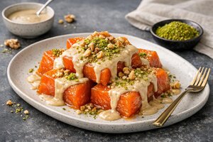 Turkish Pumpkin Dessert with Tahini